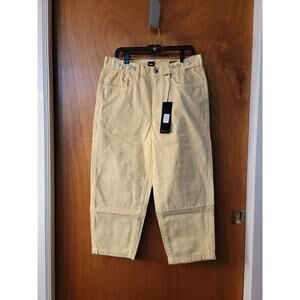 NWT - EDWIN Maiia Lemonade Yellow Cropped Wide Leg Jeans - Sz: S